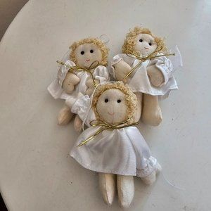 Three minature tree hanger dolls for christmas